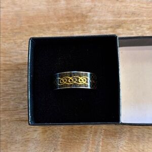 Gold and Black Ring with Infinity Design